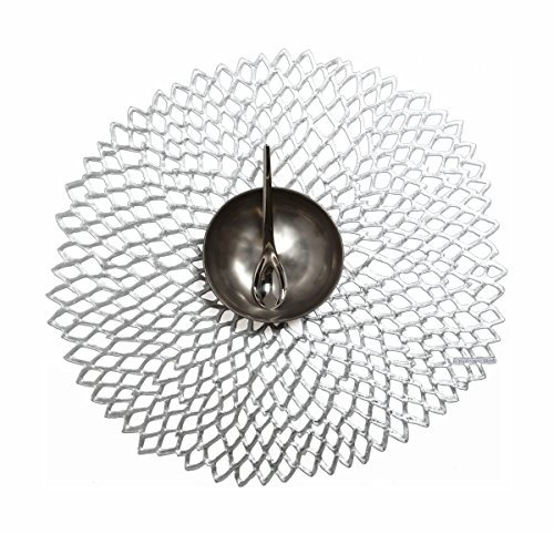 Chilewich Tischset Pressed Vinyl Dahlia Round Silver