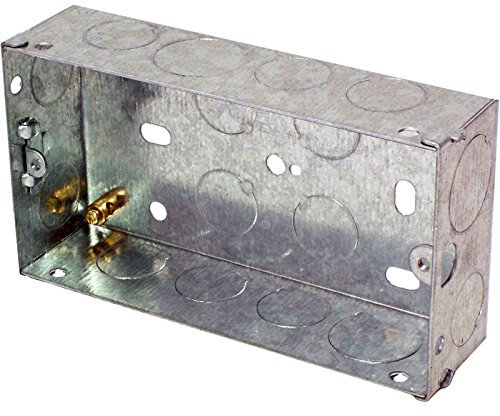 Loops 47mm Twin/Double Metal Flush Mounted Back Box - 2 Gang Brick Wall Hole Pattress