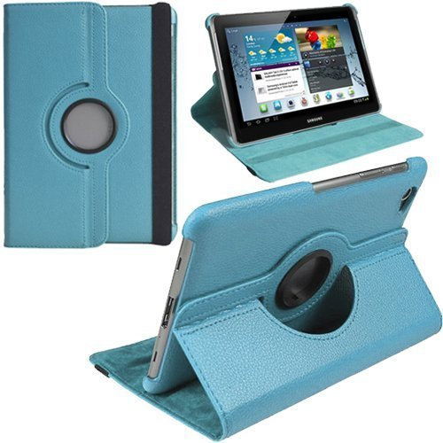 TechDealsUK Funda Plegable de Cuero con función Atril y rotación de 360 Grados para Samsung Galaxy Tab 2 10.1 P5100 P5110 (Azul Claro)