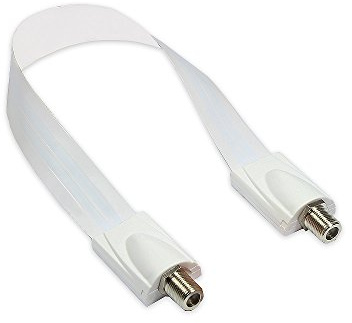 Good Connections SAT Tür-/Fensterdurchführung, extrem flach - F-Kupplung an F-Kupplung - Gesamtlänge inkl. Stecker 32 cm, Flexible Länge 23 cm - weiß