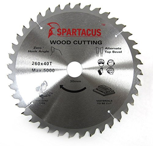 Spartacus 260mm Diameter x 40 Teeth x 30mm Bore Wood Cutting Mitre Chop Saw Blade Fits Makita LF1000 LS1040 LS1013