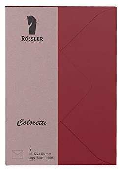 Rössler 220720572 - Coloretti Briefumschläge, 80 g/m², DIN B6, rosso, 5 Stück
