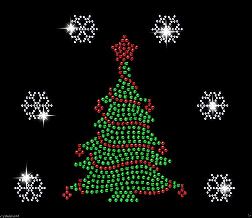 Weihnachtsbaum mit Schneeflocke Kristall Weihnachten Festlich Eisen auf Hotfix Applikation