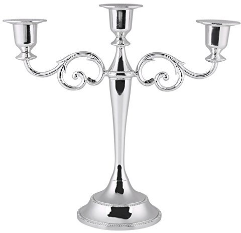 3-armig Vintage Kerzenhalter Stabkerzen Kerzenständer Hochzeit Leuchter Silber Deko Kerzenleuchter Tabelle für Heim Abendessen bei Kerzenlicht Weihnachten, Party
