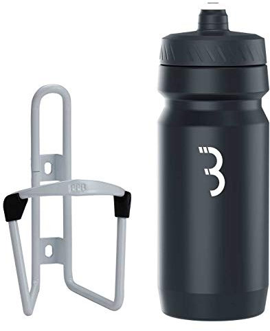BBB Porte-bidon Bouteille d'eau de Cyclisme 550 ML et Combinaison de Cage pour vélos-Ajustement Universel Mat Combo réservoir de Carburant Comptank BBC-03C Mixte, Blanc/Noir Blanc, 550 ML