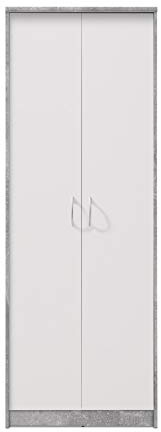 Stella Trading Hochschrank weiß matt, Korpus in Beton Dekor, BxHxT 54x198x34 cm