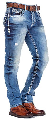 Cipo & Baxx Herren CD149 Herren Bequeme Jeans im coolen Used-Look Straight Fit