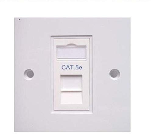 K M Electronics® 1 Gang Single CAT5 CAT5E Wall Plate FACEPLATE RJ45 Network Socket Square Edge
