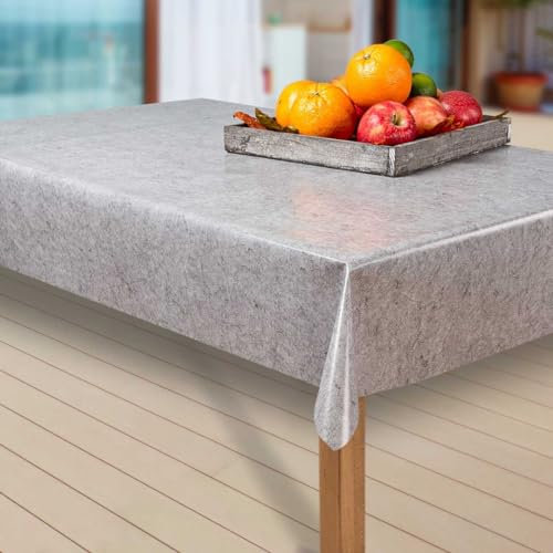 laro Wachstuch-Tischdecke Abwaschbar Garten-Tischdecke Wachstischdecke PVC Plastik-Tischdecken Eckig Meterware Wasserabweisend Abwischbar EZ, Muster:Unifarben grau/hellgrau, Größe:100-160 cm