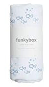 funkybox FB03 Swaddle Muslin Tuch weiß mit Fischen 70 x 70 cm