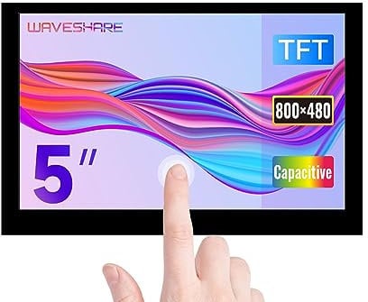 Waveshare Raspberry Pi 5inch Capacitive 5-Points Touch Display, Support 800×480 Resolution with DSI Interface Low Power Consumption