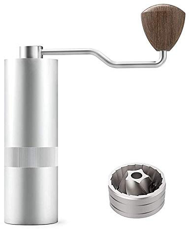 Sucute Edelstahl Kaffeemühle Manuell, Handkaffeemühle Burr Coffee Grinder Fünfeckiger Kegelschleifer mit einstellbaren Einstellungen, geeignet zum Umkehren