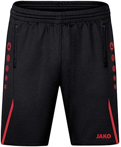 JAKO Herren Trainingsshorts Challenge, Schwarz/Rot, M