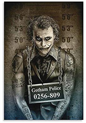GNKIO Joker Tattoo Heath Ledger Leinwand Kunst Poster und Wand Kunst Bild Druck Moderne Familie Schlafzimmer Dekor Poster 12x18inch(30x45cm)