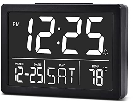SZELAM Alarm Clock, Digital Clock,5.5 Larger Display LED Electric Digital Clock,6 Brightness Levels,Volume Adjustable,Date Temperature Display Table Clock for Bedside Desk Bedroom