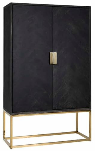 Casa Padrino Luxus Barschrank Schwarz/Gold 108 x 45 x H. 175 cm - Massivholz Schrank mit 2 Türen - Wohnzimmer Möbel - Bar Möbel - Hotel Möbel - Luxus Kollektion