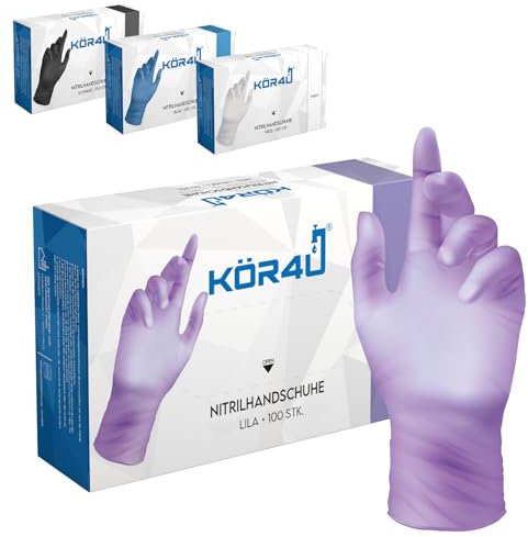 kör4u Nitrilhandschuhe, lila, S, 100 Stück, puderfrei, latexfrei, extra stark, Einweghandschuhe, Einmalhandschuhe, Lebensmittelhandschuhe