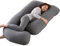 ShowyLive Coussin de Grossesse, Coussin d'allaitement avec la Couverture remplaçable et Lavable pour Les Femmes Enceintes (Gris Foncé, Coton)