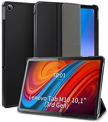 DLveer Custodia per Lenovo Tab M10 3rd Gen 10.1 Pollici 2022,Ultra Sottile Supporto Cover in Pelle, Funzione Auto Svegliati/Sonno, Cover per Lenovo Tab M10 10.1'' 3a generazione TB328FU/TB328XU,Nero