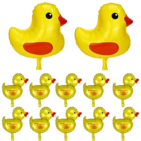 2Pcs große Größe Ente Ballons und 10Pcs Mini Enten Form Folie Ballon Ente Party Dekorationen Bauernhof Tier Thema Ballon Dekor Gelb Tiny Ducky Girlande Partyzubehör für Kinder Geburtstag Baby Dusche