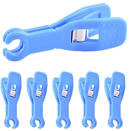 Pinze per piercing usa e getta, rotonde, con fessure per ago, clip blu, per piercing al naso, strumento per piercing personalizzato, 6 pezzi