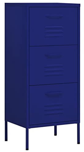 vidaXL Lagerschrank Sideboard Kommode Anrichte Stahlschrank Schrank Beistellschrank Mehrzweckschrank Bücherschrank Standschrank Marineblau 42,5x35x101,5cm Stahl