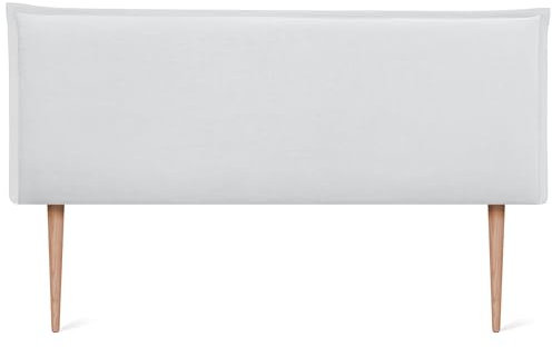 DHOME Kopfteil aus natürlichem Leinen einfarbig mit Paspelierung für Bett Schlafzimmer modernes Top Trend (Weiß, 135x105cm Mit Füßen (Betten 120/135/140))