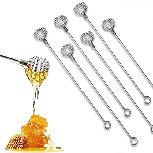 6 Pezzi, Cucchiai Dosamiele, spargimiele da 21,5 cm, cucchiaini per Miele,melassa,sciroppo, Cioccolato, marmellata in Acciaio Resistente,Color Argento