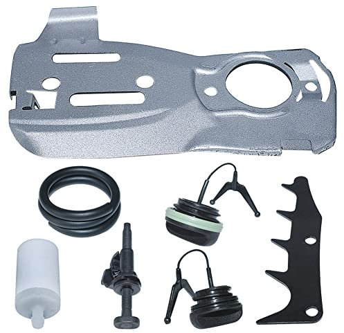 Gubeter Kit de Tapa de Aceite de línea de Filtro de Combustible de Ajuste de Placa de Barra de guía de Cadena, Pieza de Motosierra para Husqvarna 353 346Xp, 537215202, 503903901, 537405601