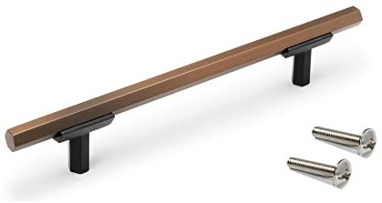 Emuca - Möbelgriff Riad, Achsabstand 128 mm, L 168mm, Bronze, Aluminium, 5 St.