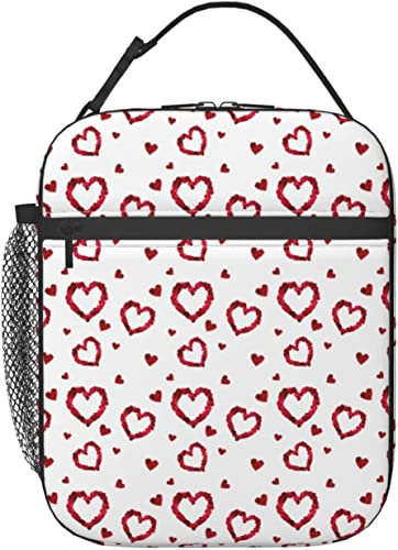 Oudrspo Love Heart Lunch Box Bolsa de almuerzo aislada reutilizable Ladies Men's Lunch Box Adecuado para Camping Office School