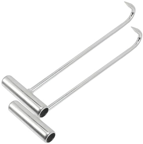 Veemoon Manhole Cover Lifting Hook: 2pcs Metal Handle Pull Hook Storm Drain Cover Hook Drain Grate Lifter Storm Drain Cover Tool Hook for Home Garden Street Shutter Doors