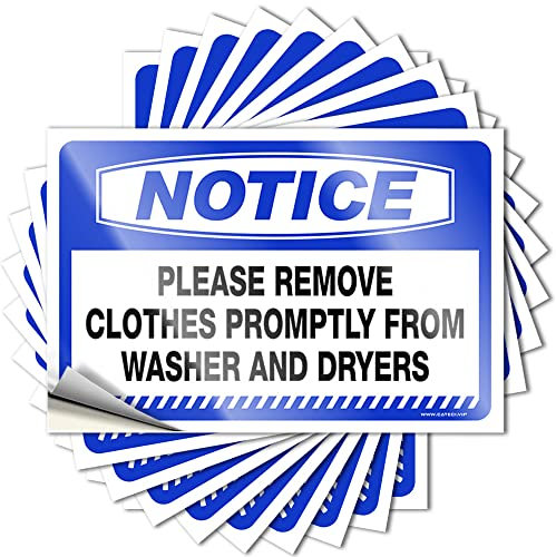 Aufkleber für das Auto, Hinweis: Bitte entfernen Sie die Kleidung umgehend von Waschmaschine und Trockner, 10 Stück, für den Außenbereich, Bar-Dekoration, Herrendekoration (Größe: 6 x 9 cm)