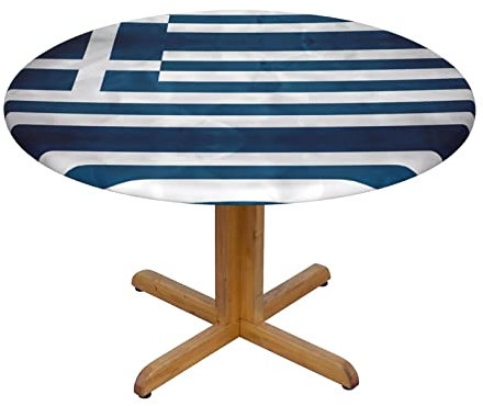 YYHHAOFA Runde Tischdecke mit griechischer Flagge, klein, dekorativ, geeignet für runde Tische mit einer Größe von 101,6 - 127 cm