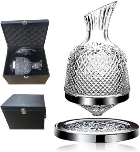 360 Grad Drehender Dekanter für Rotwein - Weinkaraffe 1200ml für Hochzeit, Geburtstag, Helovers'day, Christmas Day
