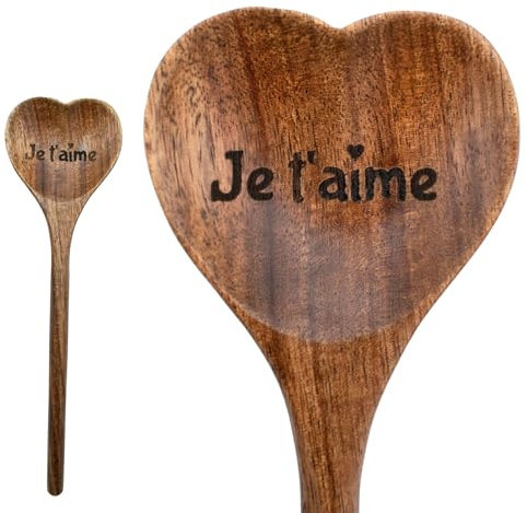 ERNESTINE – Cuchara de madera Je t'aime – Cuchara de madera personalizada – Regalo San Valentín para mujer – Regalo original – Regalo para parejas – Regalo amor – Regalo grabado acacia