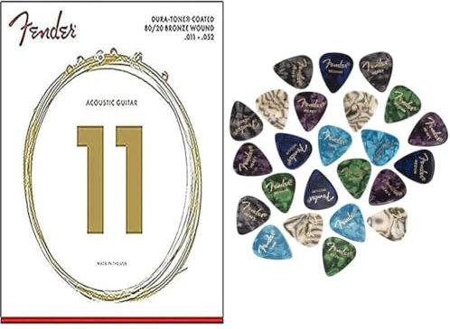 Fender 073-0880-003 Cuerdas de guitarra acústica & 351 Shape Premium Picks 24 Count