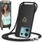 CaseLover Coque avec Cordon Compatible Xiaomi Redmi Note 13 Pro 5G/Xiaomi Poco X6 5G, Coque de Cellulaire Corde Silicone Étui en Motif Coeur avec Réglable Collier Téléphone Chaîne Housse, Noir