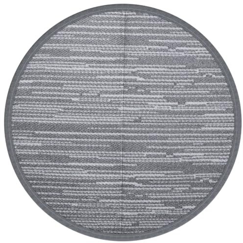 vidaXL Outdoor Teppich, Gartenteppich Rund Beidseitig, Balkonteppich Terrassenteppich UV-beständig, Teppich für Balkon Terrasse, Grau Ø160cm PP