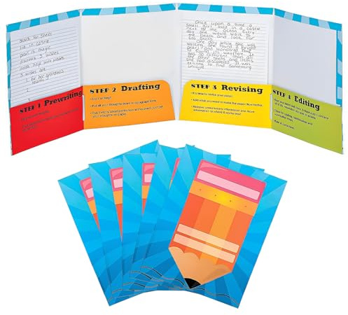 Fun Express Writing Bulk Folders with Pockets - Educational Language Arts ELA Classroom Supplies - Teaching Supplies (Contemporary, 24, Count)