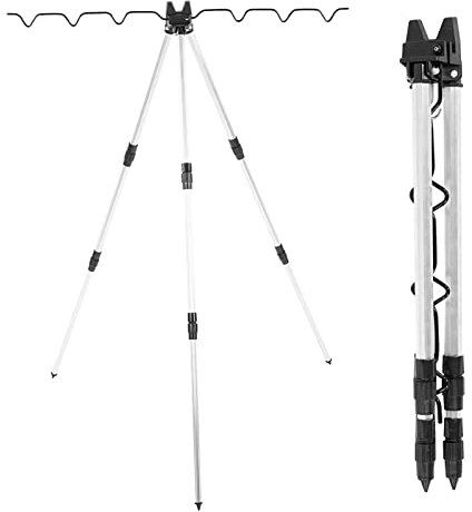 Fishing Rod Tripod, Aluminum Alloy Mini Fishing Pole Tripod Bracket, Uniersal Telescopic Folding Tripod Sea Fishing Pole Bracket for Sea Fresh Fishing Fishing Loer Outdoor