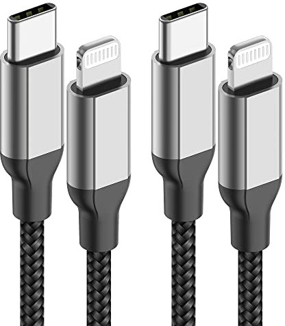 Acecene USB C to Lightning Cable 1m, 2 Pieces MFi Certified Fast Charging iPhone Charger Cable USB C, Type C to Lightning Cable For iPhone 14 13 12 11 Pro Max 8 7 6 Plus SE X - Black