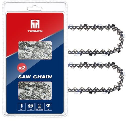 TWOMEM - Cadena de motosierra de 24 pulgadas para Husqvarna, paquete de 2, paso de 3/8 pulgadas, calibre de 50 pulgadas, 84 eslabones de transmisión para Husqvarna 460 (Rancher), Stihl 33RS 84 63.5 cm