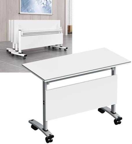 Klappbarer Konferenztisch Auf Rollen Portable Mobiler Schreibtisch Klappbar Klappbarer Konferenztisch Konferenztisch Klappbar Für Büro Mit Klappdeckel Fixierbaren Rollen ,Geeignet Für Heimbüro(55x20x3