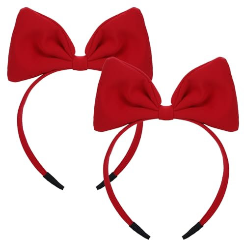 WLLHYF 2er-Pack rotes Stirnband mit Schleife Halloween großes Stirnband mit Schleife Kopfschmuck für Frauen und Mädchen Make-up-Haarband Haarreifen Haar-Accessoires für Partys und Cosplay