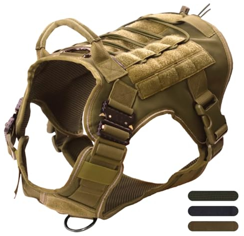 APKOL Hundegeschirr Grosse Hunde,Taktische Hundeweste Mit taktischem MOLLE und Metallschnalle,Atmungsaktive Verstellbarer Heavy Duty Sicherheitsgeschirr Hund für Große und Mittelgroße Hunde