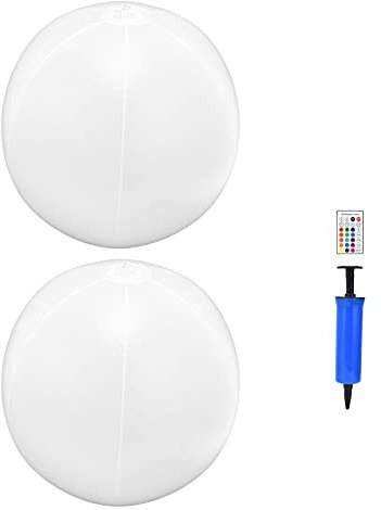 flexman 2 Luces Flotantes para Piscina, LED, Gran Bola Flotante para Piscina, Inflable, Solar, Bola de Playa, Luz Nocturna con Control Remoto de 28 Teclas para Patios, Piscinas