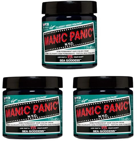 Manic Panic Classic High Voltage Haarfarbe Sea Goddess, tierversuchsfrei, vegan und leuchtend, 3 x 118 ml