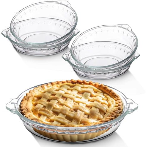 Uiifan 4 Packs 6 Inches Mini Glass Pie Pan for Baking 11.6 oz Clear Pie Plate with Handles Round Glass Dish for Baking and Serving,snacks, Salads, Desserts