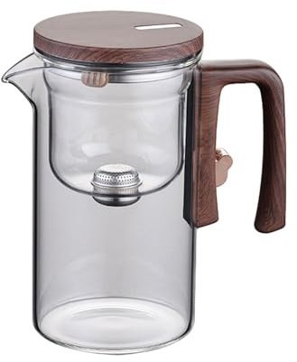susiodeu Théière avec passoire, filtre magnétique, Pot en verre pour brassage du thé, théière en verre à interrupteur Simple avec passoire, théière transparente, transparent, 520 ml